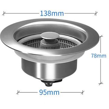 apex升級加大不鏽鋼彈跳廚房過濾水槽140mm口徑