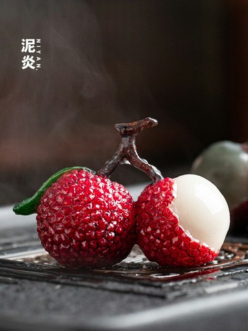 泥炎抖音同款變色荔枝茶寵擺件可養創意個性茶玩精品茶道茶具配件
