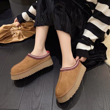 厚底增高皮毛一體加絨包頭雪地靴