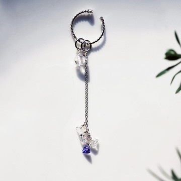 單邊・四種配戴方式・坦桑石與赫基蒙鑽石耳扣 Tea