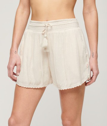 Superdry Women's Women's Women's Classic Vintage Beach Shorts, Cream, Size: 16 Size: 12