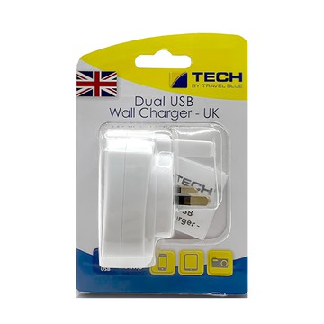 Travel Blue 英國藍旅 USB 雙孔轉接頭充電器 英國適用 壁式充電器  6.3cm  藍色 + 白色  1個