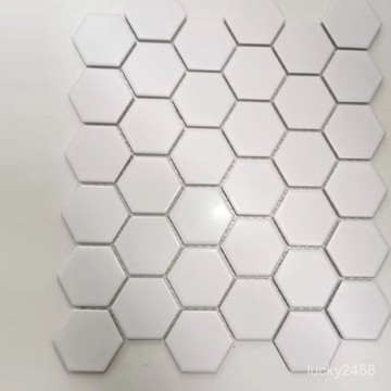 爆款六角六邊形陶瓷馬賽克瓷磚電視背景墻墻貼水池魚池泳池地麵地磚lucky2458