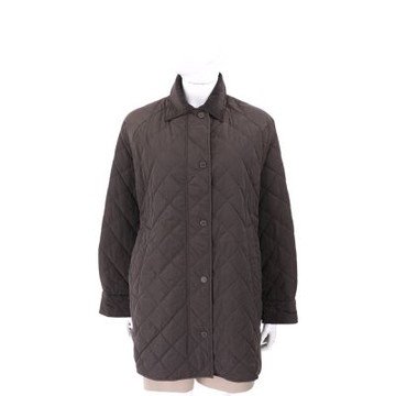 Max Mara-WEEKEND PEPATO 燈芯絨領 咖啡色防潑水塔夫綢 駱駝絨菱格大衣 外套