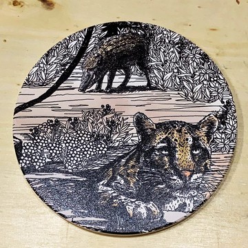 【森林動物系列】守護森林-雲豹陶瓷吸水杯墊