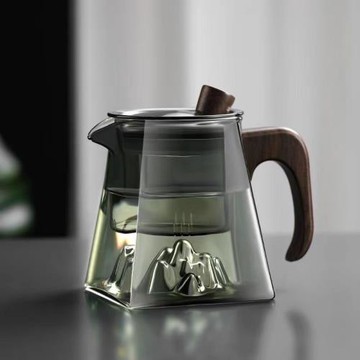 辦公室側把觀山四方玻璃泡茶壺家用煮茶器過濾一體氏花茶煮茶壺新