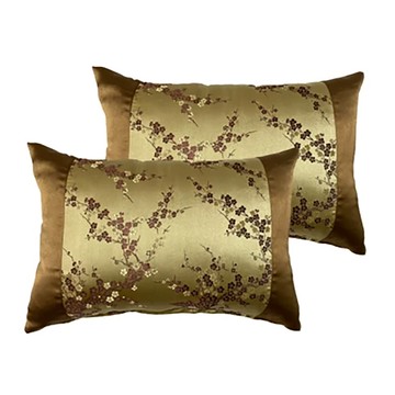 J&N 梅花傳藝抱枕 100%聚酯纖維 2入  45 x 30cm  金色