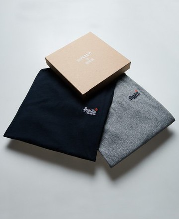 Superdry Men's Men's Vintage Long Sleeved Top 2 Pack Gift Set Navy / Eclipse Navy/Grey Grit - Size: XL