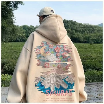 櫻花 帽t 純棉 上衣 衛衣 長t 外套 連帽衛衣 男生衛衣 圓領衛衣 衛衣外套 休閒 百搭 大尺碼 寬鬆『癮品流行』