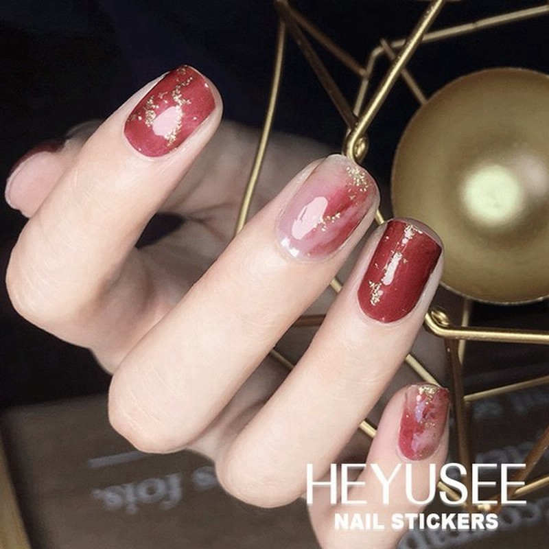 ネイルシール Heyusee N0027マニキュア 貼るだけ 簡単 セルフネイル ネイルステッカー レッド系 マーブル ゴールド ラメ 大理石 ぼかし ニュアンス 通販 Lineポイント最大0 5 Get Lineショッピング