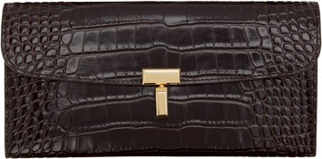 TOTEME 棕色 T-Lock Croco-Embossed 钱包