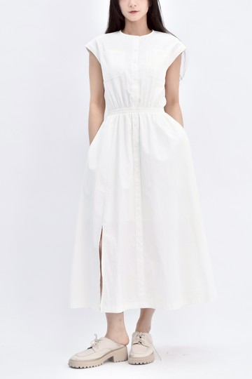 (S) stlle lm質感棉質無袖白色洋裝