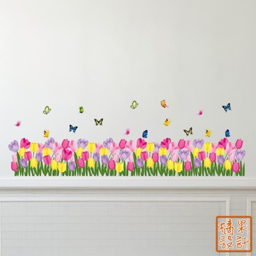 【橘果設計】鬱金香 綠葉 植物 壁貼 牆貼 壁紙 無痕背膠 DIY佈置 窗貼 佈置 櫥窗貼 可超取 台灣現貨