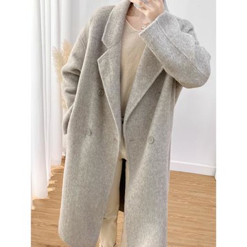 雙面羊絨大衣女2025年新款中長款秋冬寬松小個子兔絨羊毛毛呢外套