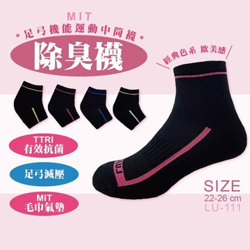 台灣現貨 TTRI專利認證 MIT毛巾氣墊除臭襪1/2襪 LUJOSO 緹花運動襪 除臭襪 襪子 厚底襪 棉質 短襪