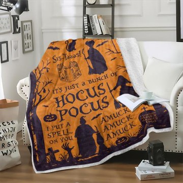 夏爾巴毛毯萬圣節女巫圖案印花雙層毛毯動漫蓋毯兒童成人被子批發