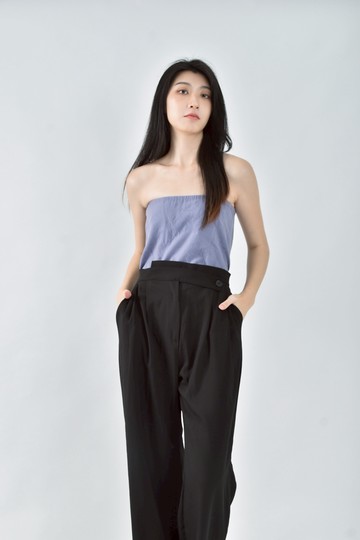 (XS（含）以下) fray i d春夏質感紡紗無袖拼接藍色上衣