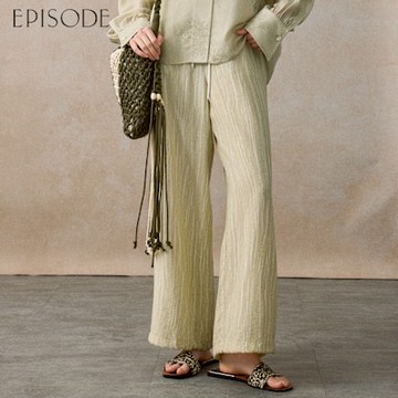 EPISODE - 清新舒適鬆緊腰抽繩長寬褲E53202