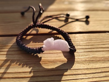 【親翠】天然翡翠 冰粉紫可愛飛躍貓調繩式手環