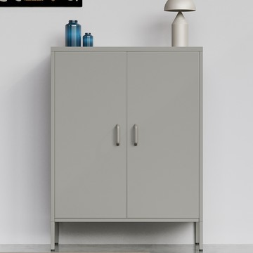 Havity 現代簡約鐵製雙門式收納櫃  灰色  90 x 45 x 101.5cm