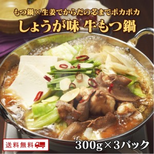 新発売 牛もつ鍋1人前（しょうが味）300g×3パック　もつ鍋 お一人様用 x 3食分 個食タイプが新登場 博多もつ 牛もつ鍋 1人前 牛もつ 60g