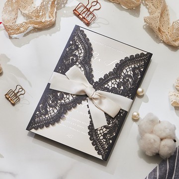 情繫塞納河-雷射雕刻喜帖 (緞帶)