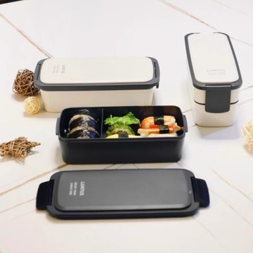 日本asvel雙層飯盒密封微波爐加熱塑料午餐盒格擋便當上班帶餐具