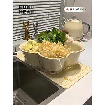 一個旋轉備菜籃就夠啦！火鍋盤菜盤分格蔬菜拼盤瀝水籃盤子配菜盤