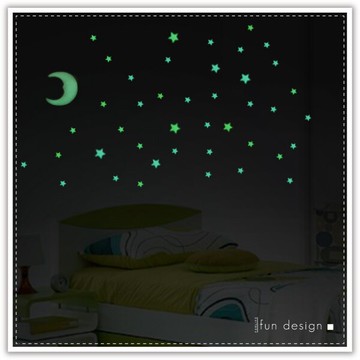 月亮星星夜光壁貼 立體螢光壁貼 夜光壁貼貼紙 夢幻星空牆貼 天花板貼 贈品禮品