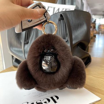 霸氣掛件玩偶汽車鑰匙扣真獺兔毛