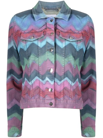 Madison.Maison - zigzag-print denim jacket - women - Cotton/Elastane - S - Blue