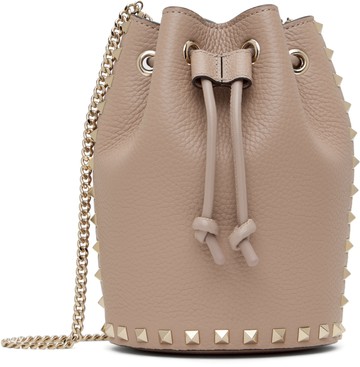 Valentino Garavani 灰褐色迷你 Drawstring Rockstud 水桶包