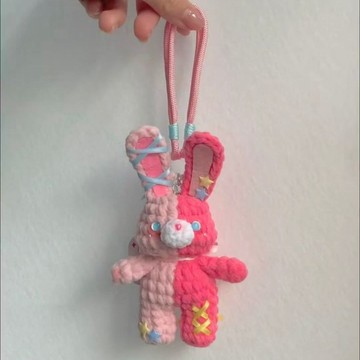 特價🎀多巴胺拚接兔兔玩偶diy材料包手工編織自製鑰匙扣毛綫鈎織包掛件手工diy毛綫禮物 編織動手做 XWFI