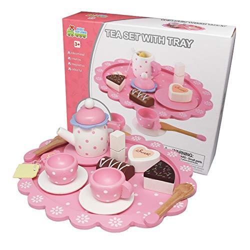 Wooden Pretend Tea Set Play Food Set Wood Dessert for Toddlers