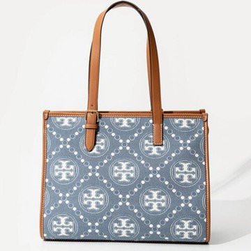 TORY BURCH - 老花丹寧托套包 (牛仔藍)