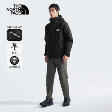 The North Face 官方旗艦 北面男款黑色DRYVENT防水羽絨內裡三合一外套｜8DNHJK3