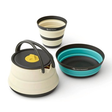 【【蘋果戶外】】Sea to summit STSACK025031 Frontier 輕鋁折疊茶壺1人組-1.1L+杯碗組 折疊碗 折疊杯 矽膠折疊鍋組