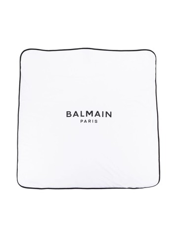 Balmain Kids - logo-print cotton blanket - kids - Cotton/Polyester - One Size - White