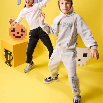 FILA KIDS 童針織束口長褲-麻灰 1PNZ-8704-MY