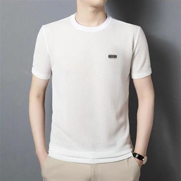 【巴黎精品】T恤短袖上衣-針織提花冰絲柔軟男裝4色a1ff35