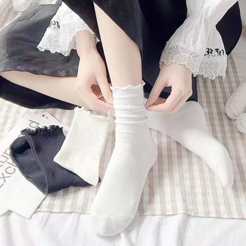 【可可裡】現貨❣️【五入組】女襪 日系堆堆襪 小腿襪 中筒襪 木耳花邊襪 夏季 純棉 薄款 瑪麗珍鞋 jk襪