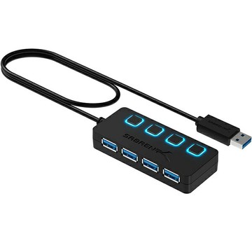 [現貨2組出清dd] Sabrent HB-UM43 USB 3.0 Type-A 4孔 USB Hub 集線器 (不含電源) 5Gbps傳輸 LED on/off 60cm延長線_PP4