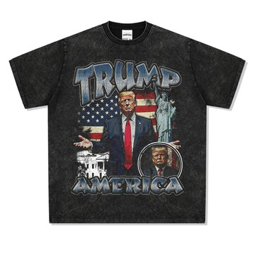 Donald Trump 唐納·川普 關稅帝君 總統 美國 水洗短t短袖上衣 短T 落肩款 寬鬆 純棉 不起毛球 潮T