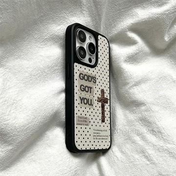 波點豹紋十字架 防摔殼 手機殼 蘋果iphone13/14/15promax簡約12/11創意16/17 保護殼