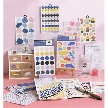 🍋檸檬青🍋 新款現貨特價售完無補lovely life系列趣味卡通拼貼貼紙8款6張入切膜無需自裁手帳裝飾素材