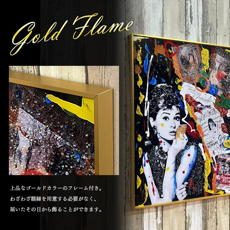 水晶パネル アートパネル 60×80cm ポップアート 偉人 金フレーム