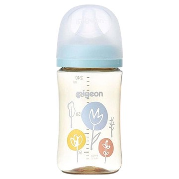 pigeon 貝親 實感哺乳塑膠奶瓶 3個月以上  花朵 透明  240ml  1瓶