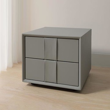 Boden-勞斯1.3尺皮革床頭櫃/灰色床頭櫃/二抽收納櫃/置物小邊櫃/小茶几