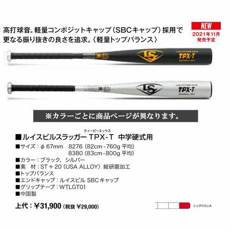 野球 硬式バット ルイスビルスラッガー TPX 83センチ 中学硬式 - バット