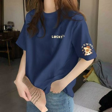 台灣现貨  純棉短袖 女生短袖 韓版女生上衣 夏天上 ins風上衣 韓版短袖女 印花短袖 短袖女 正肩短袖T恤 短t